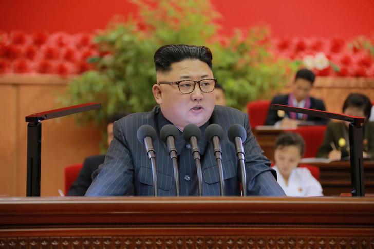 North Korean leader Kim Jong Un gives a speech at the 9th Congress of the Kim Il Sung Socialist Youth League in this undated photo released by North Korea's Korean Central News Agency (KCNA) in Pyongyang on August 29, 2016. KCNA/ via REUTERS   ATTENTION EDITORS - THIS PICTURE WAS PROVIDED BY A THIRD PARTY. REUTERS IS UNABLE TO INDEPENDENTLY VERIFY THE AUTHENTICITY, CONTENT, LOCATION OR DATE OF THIS IMAGE. FOR EDITORIAL USE ONLY. NO THIRD PARTY SALES. NOT FOR USE BY REUTERS THIRD PARTY DISTRIBUTORS. SOUTH KOREA OUT.